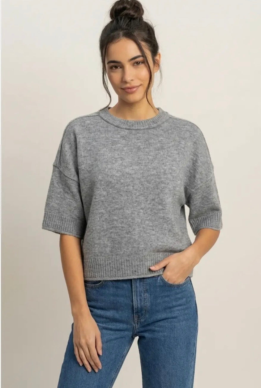 Seam Detail Short Sleeve Sweater