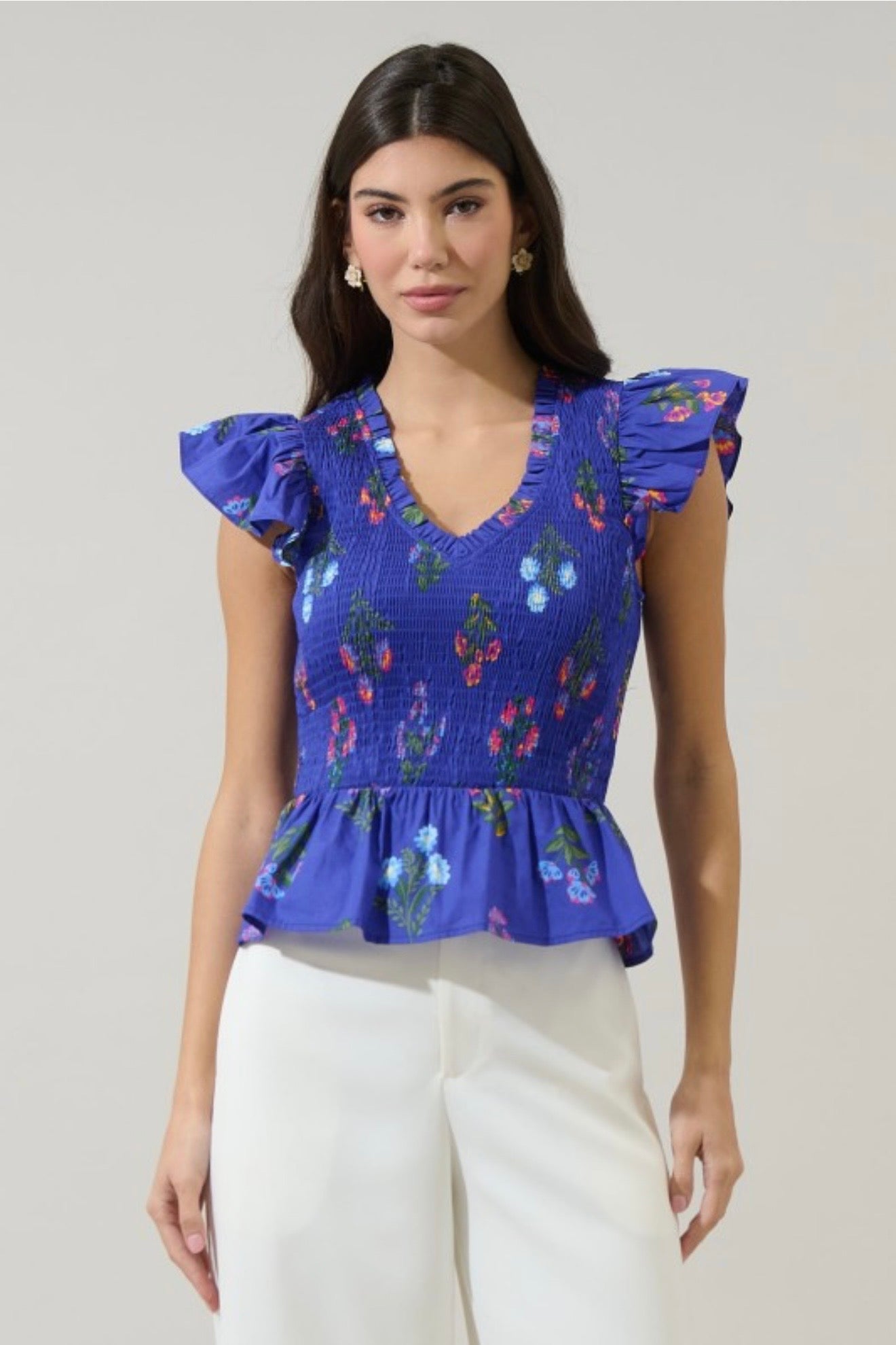 Floral Smocked Ruffle Top