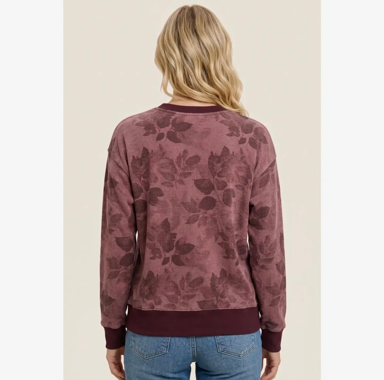 Ribbed Floral Print Top