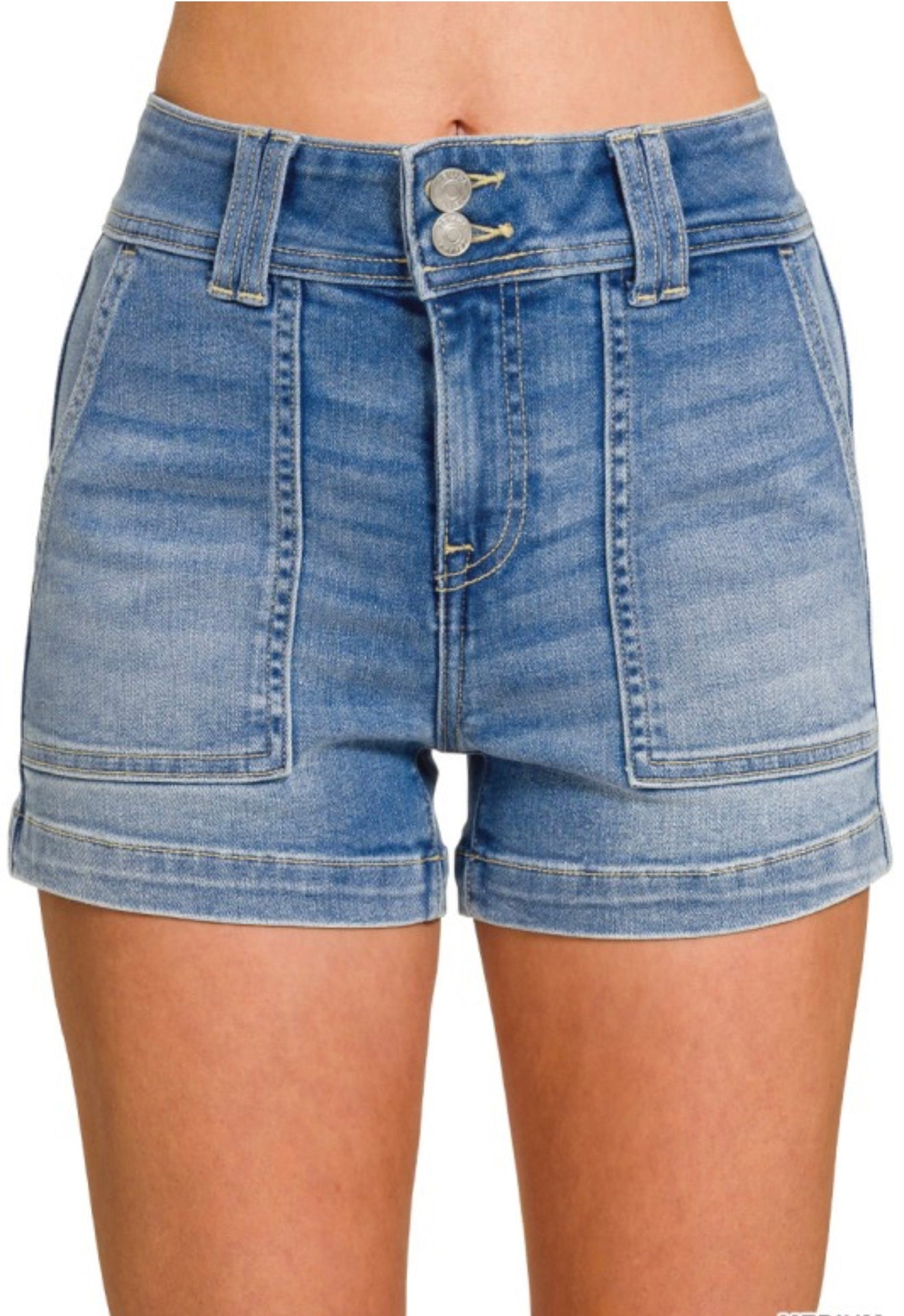 Trouser Cuff Denim Shorts