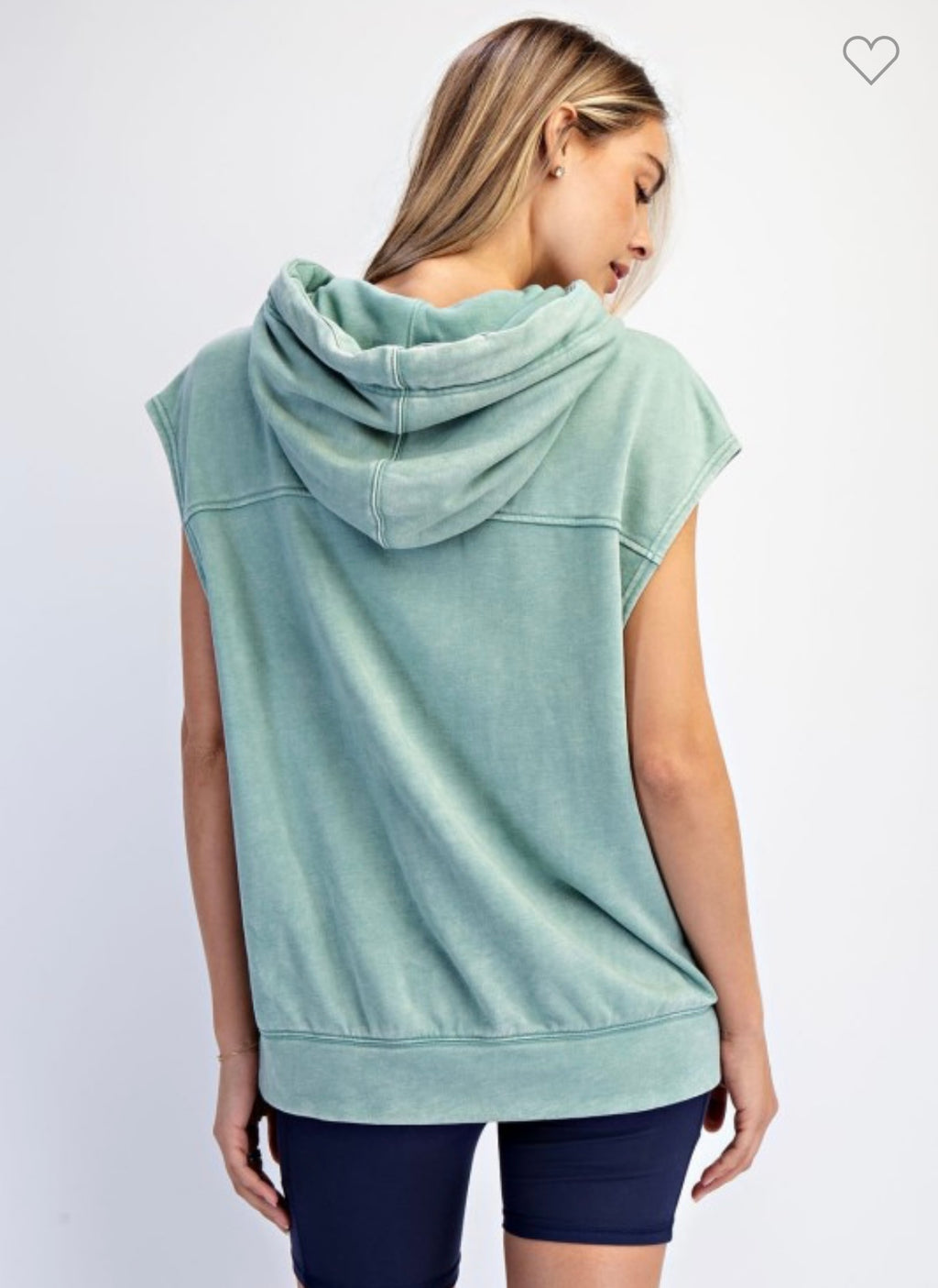 Mineral Washed Terry Sleeveless Hoodie Sweatshirt