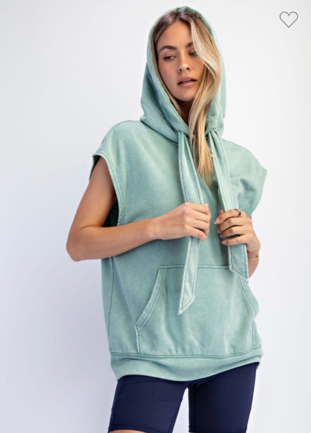Mineral Washed Terry Sleeveless Hoodie Sweatshirt