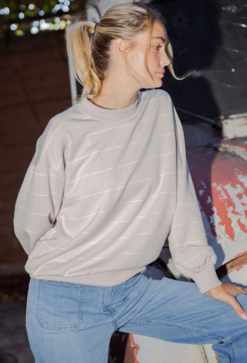 MODAL SCUBA STRIPE CREW NECK TOP