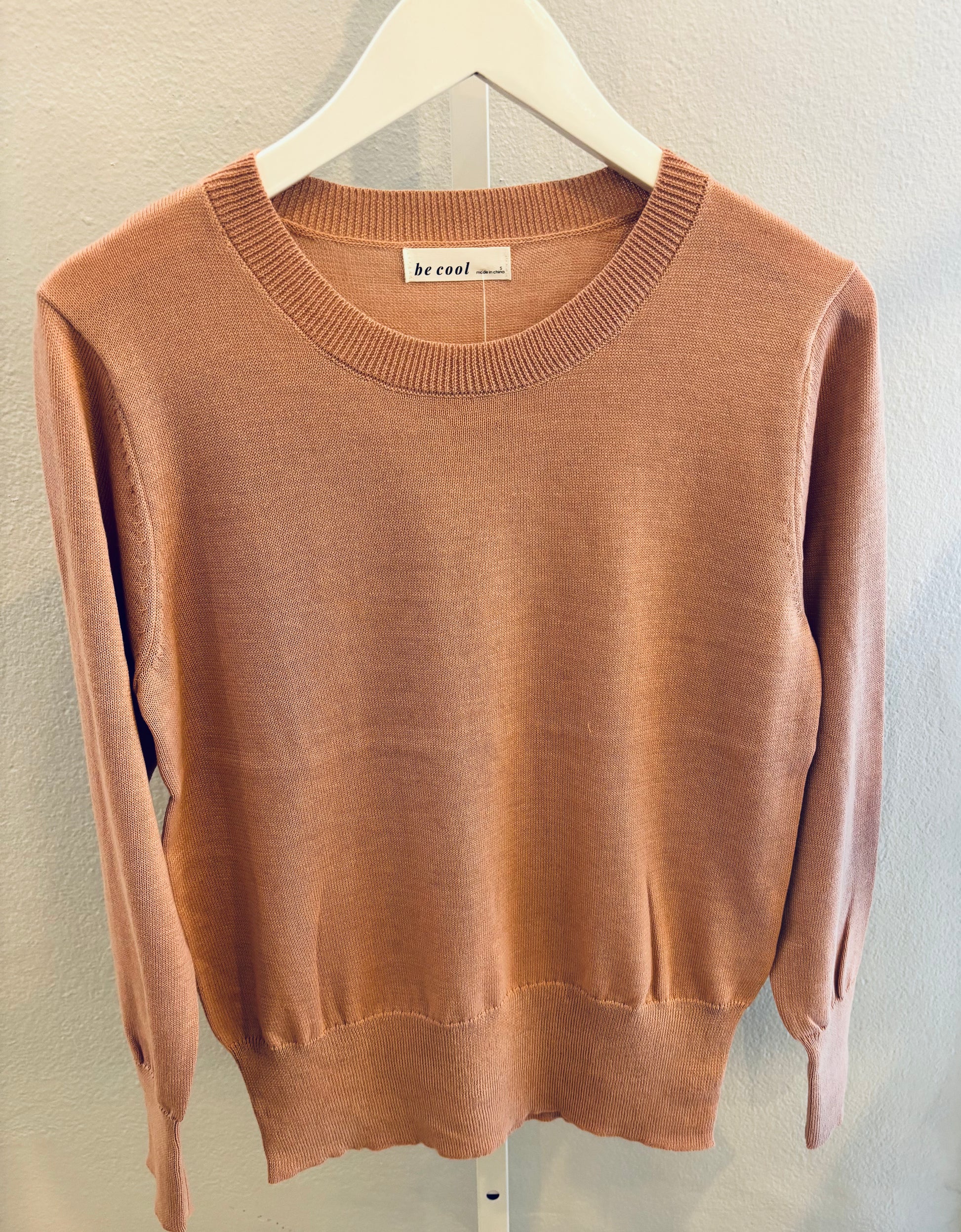 Classic Wool Blend Mauve Crew Neck Sweater