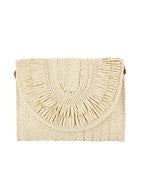 Frill Trim Flipover Straw Clutch