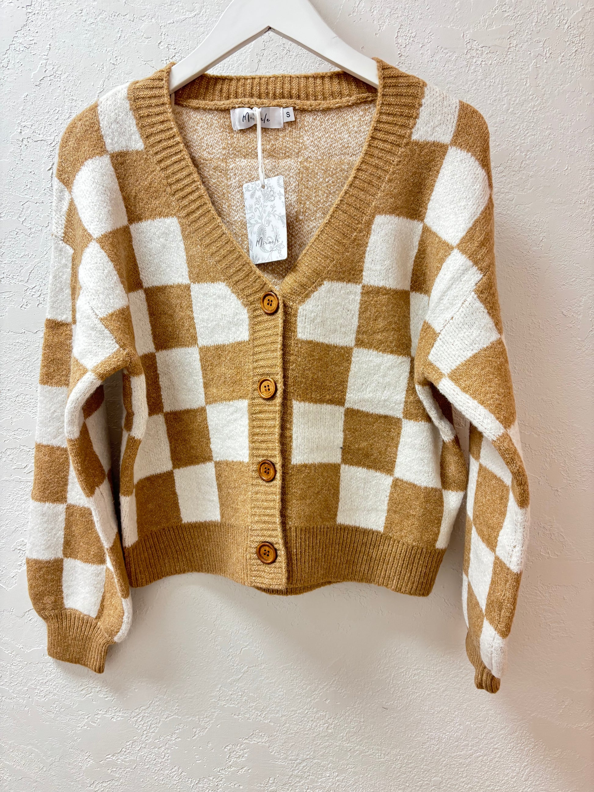 Checked Cardigan Sweater