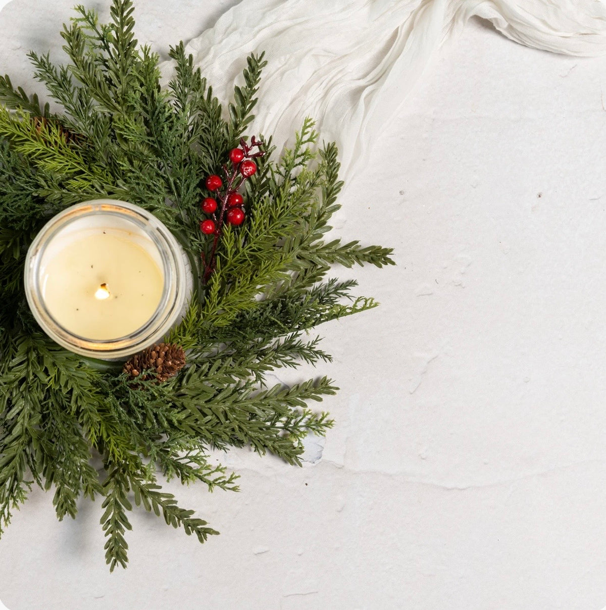 14" HEMLOCK & CEDAR CANDLE RING