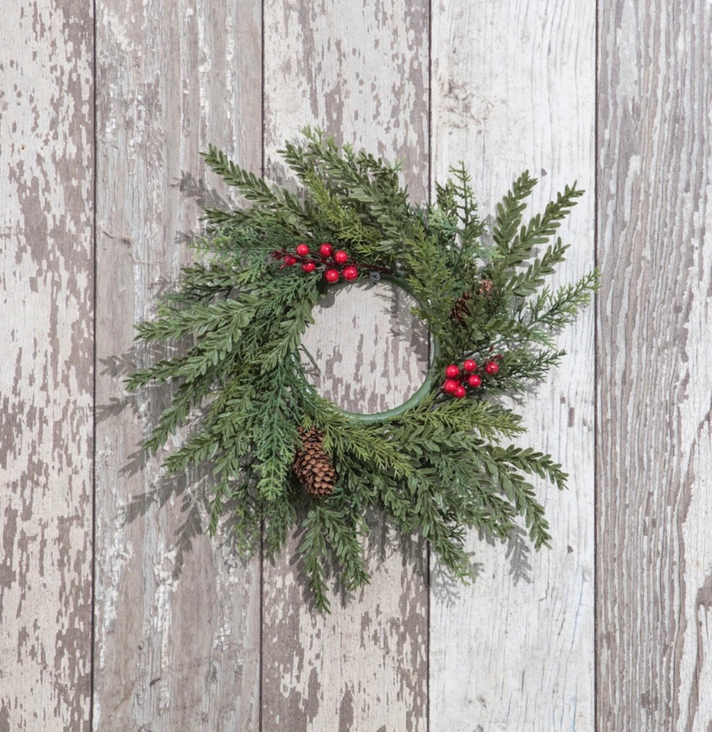 14" HEMLOCK & CEDAR CANDLE RING