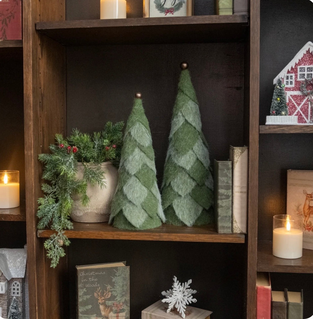 FURRY GREEN FELT TREES