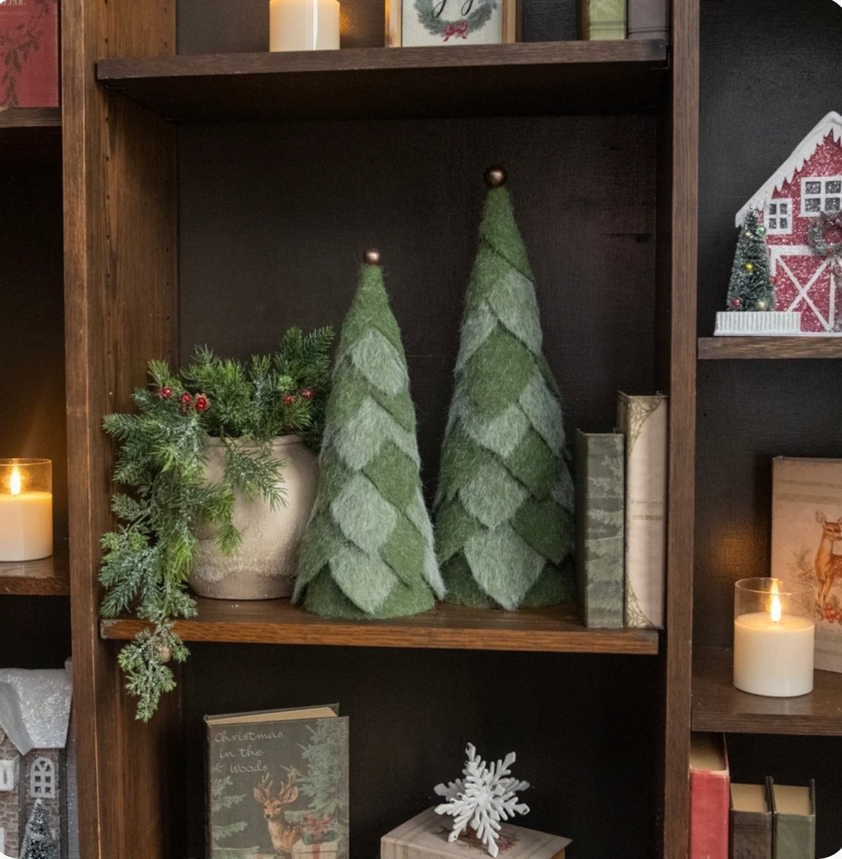 FURRY GREEN FELT TREES