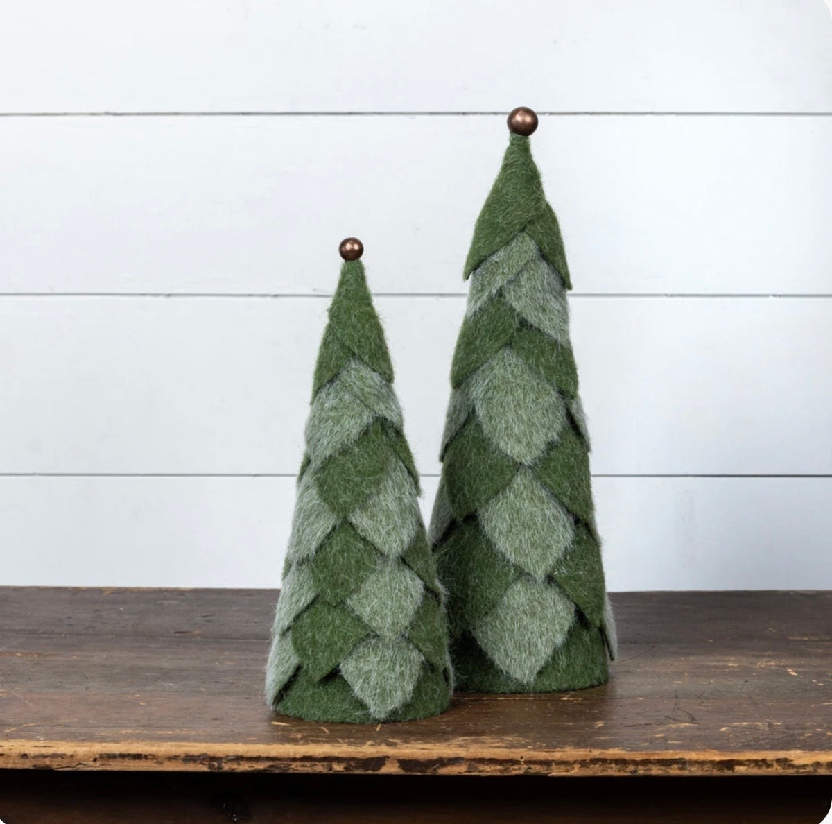 FURRY GREEN FELT TREES