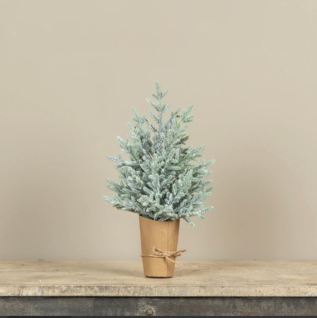 15.5" FROSTED PINE TREE IN PAPER WRAP