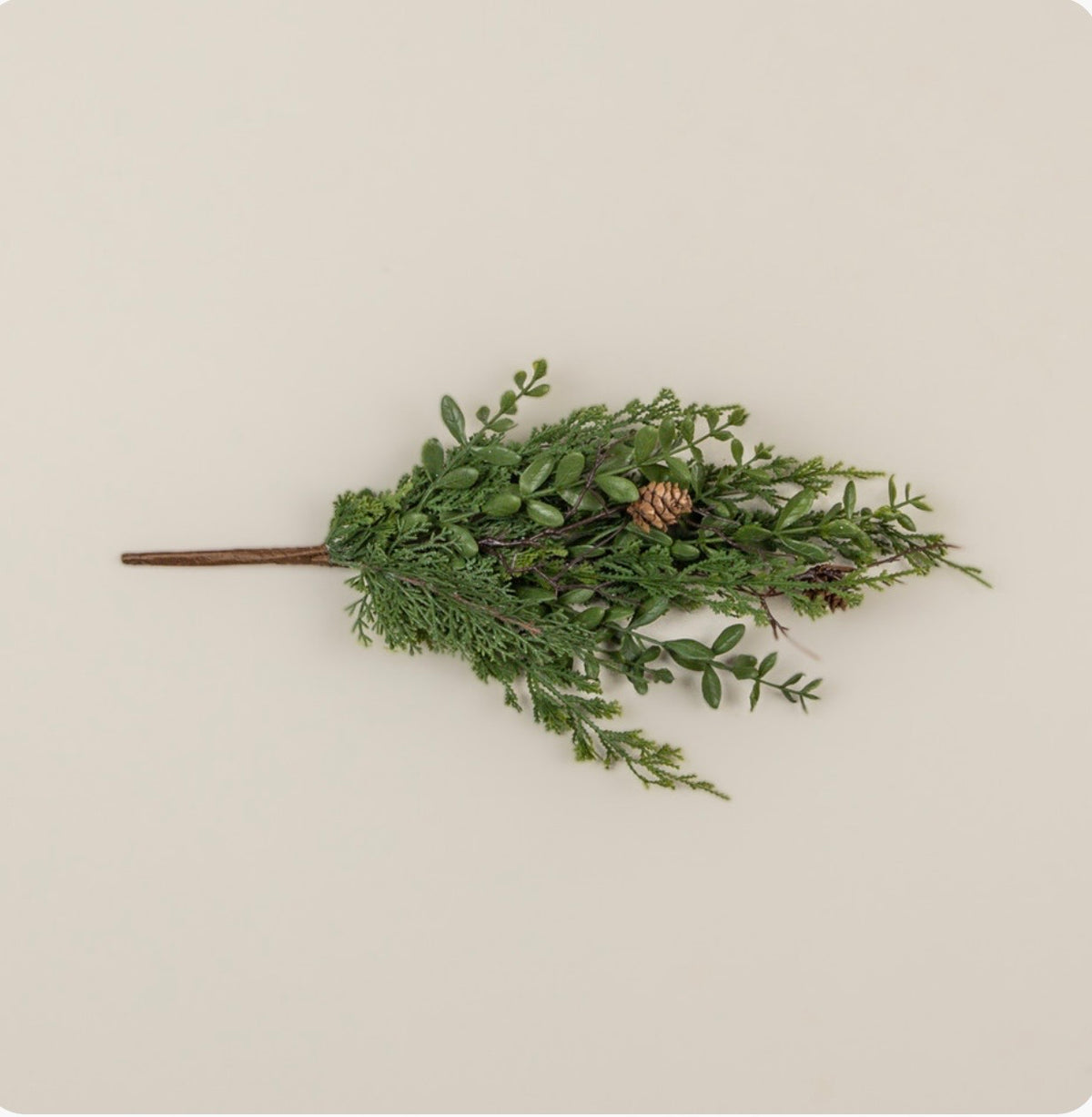 17" CYPRESS & RUSCUS LEAF W/ PINECONE PICK