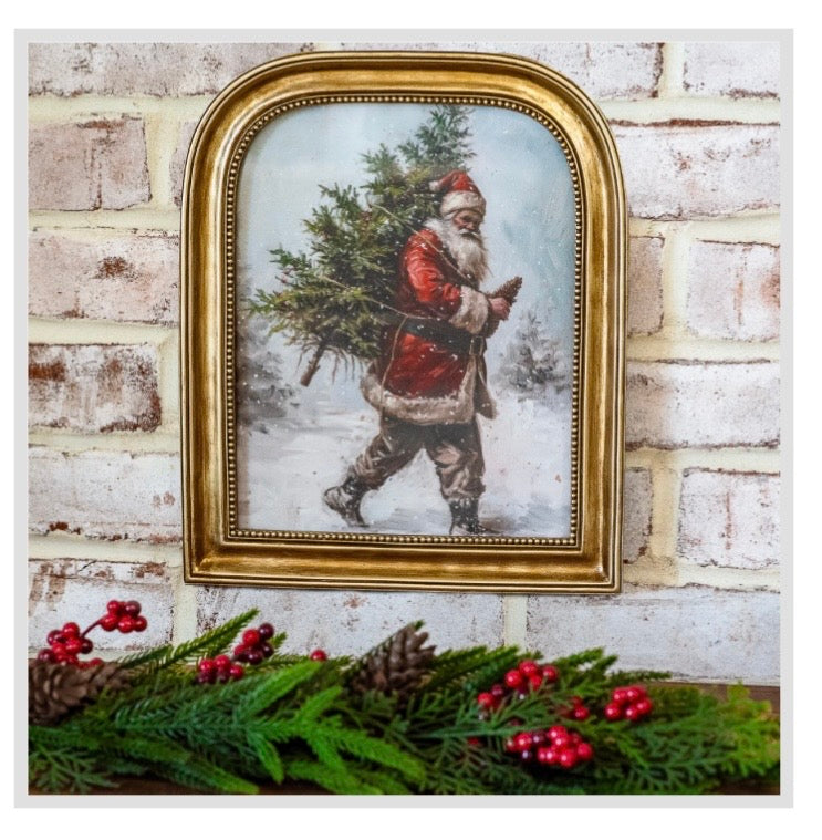 12" Antique Gold Santa Tree Frame