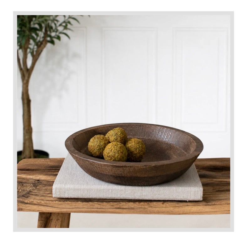 12" Mango Wood Textured Bowl