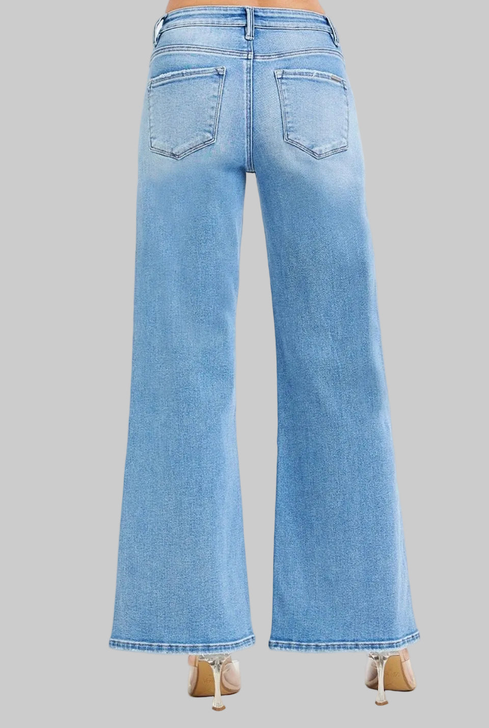 Risen High Rise Wide Leg Curved Seam Jeans