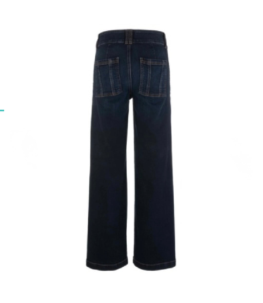 Kut Jodi High Rise Straight Leg Jeans with Front Patch Pockets and Double Buttons