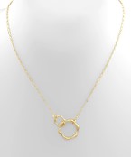 18"Linked double hexagon pendant necklace