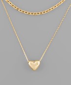 16" Heart pendant dual necklace
