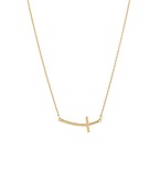 16" Sideways curved cross necklace