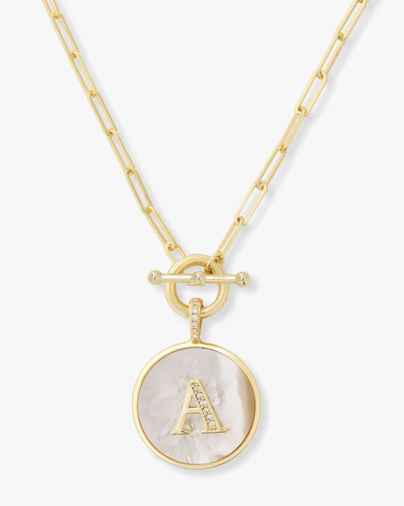 Gold Toggle Initial Necklace