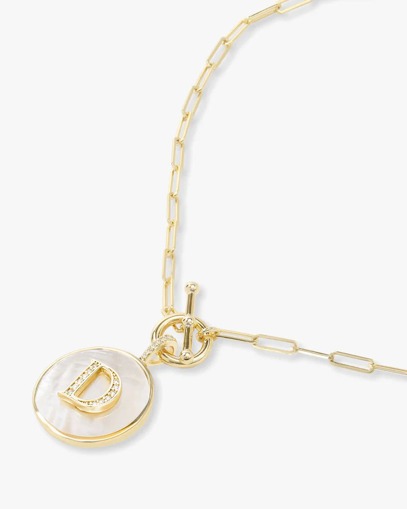 Gold Toggle Initial Necklace