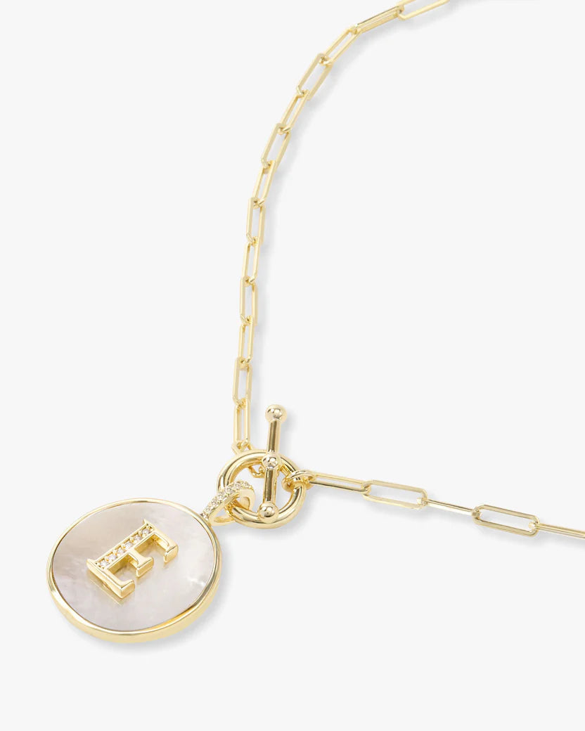 Gold Toggle Initial Necklace