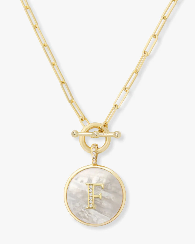 Gold Toggle Initial Necklace