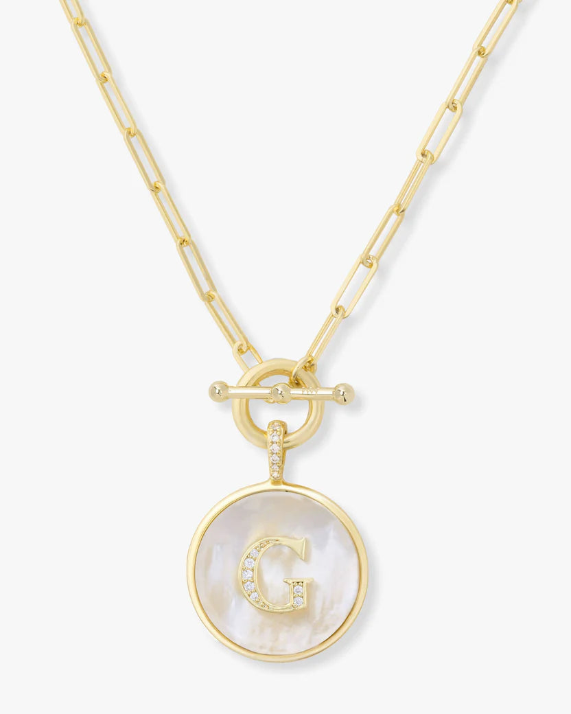 Gold Toggle Initial Necklace