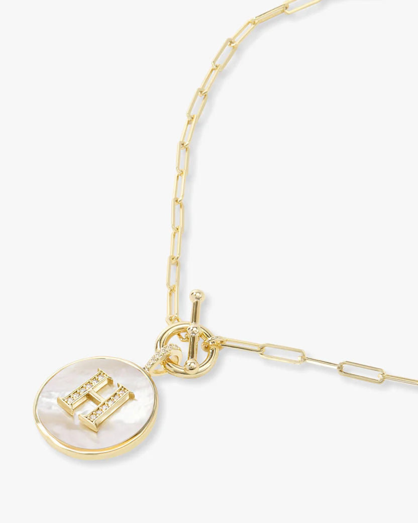 Gold Toggle Initial Necklace