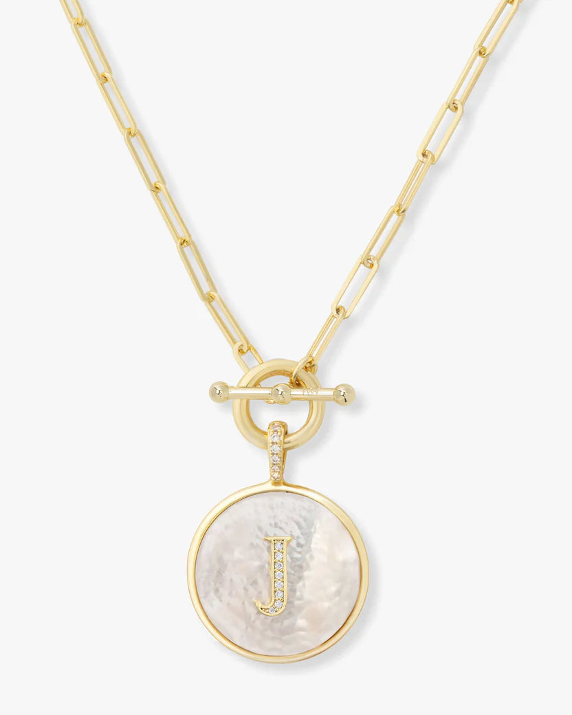 Gold Toggle Initial Necklace