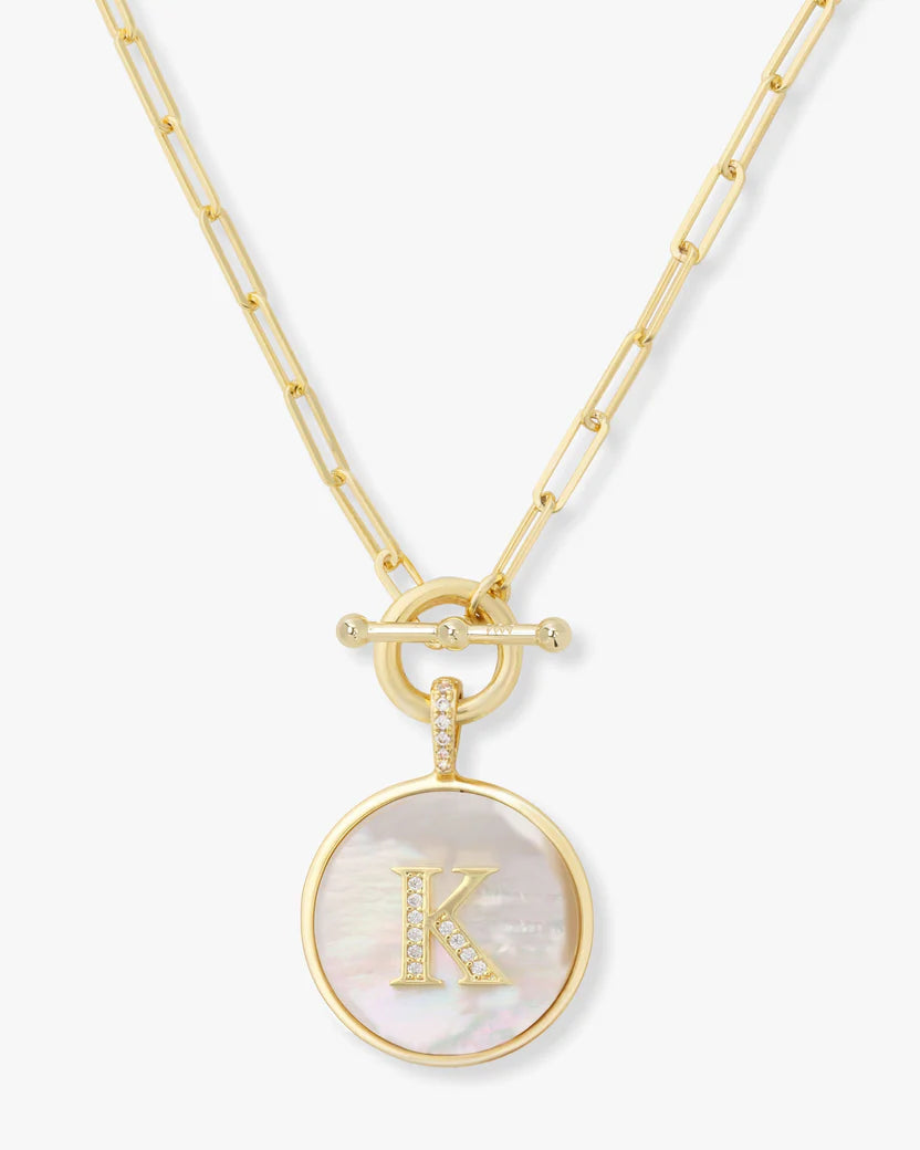 Gold Toggle Initial Necklace