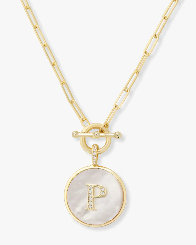 Gold Toggle Initial Necklace
