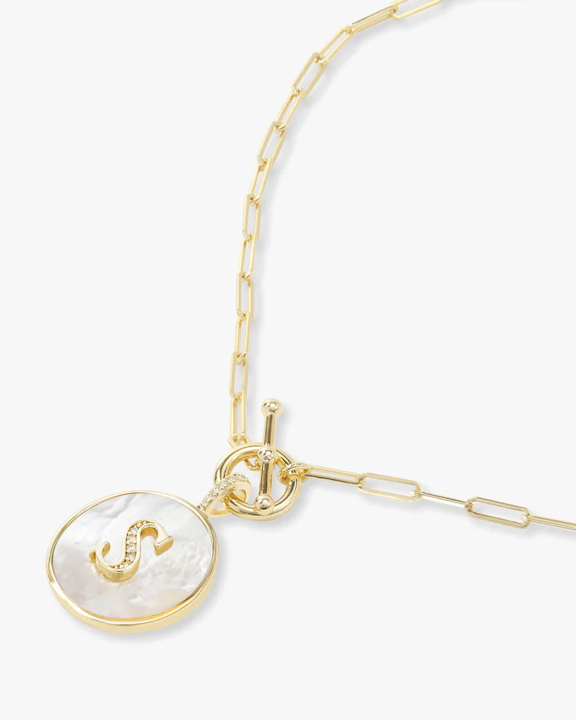 Gold Toggle Initial Necklace