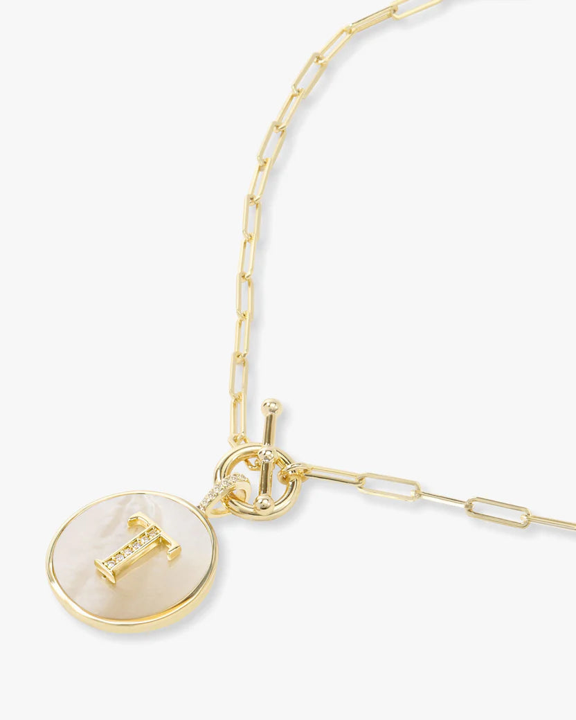Gold Toggle Initial Necklace