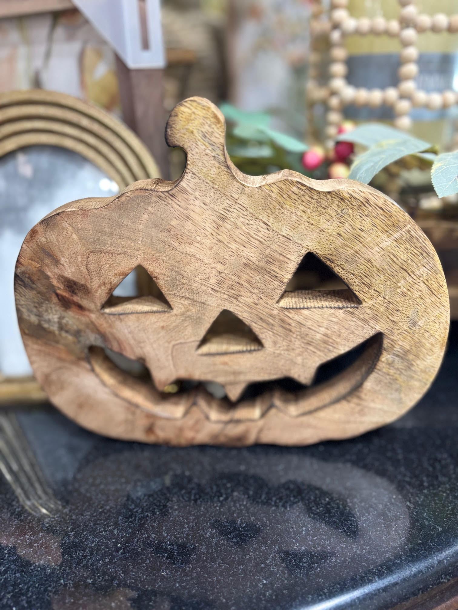 10" Wood Jack-o-lantern