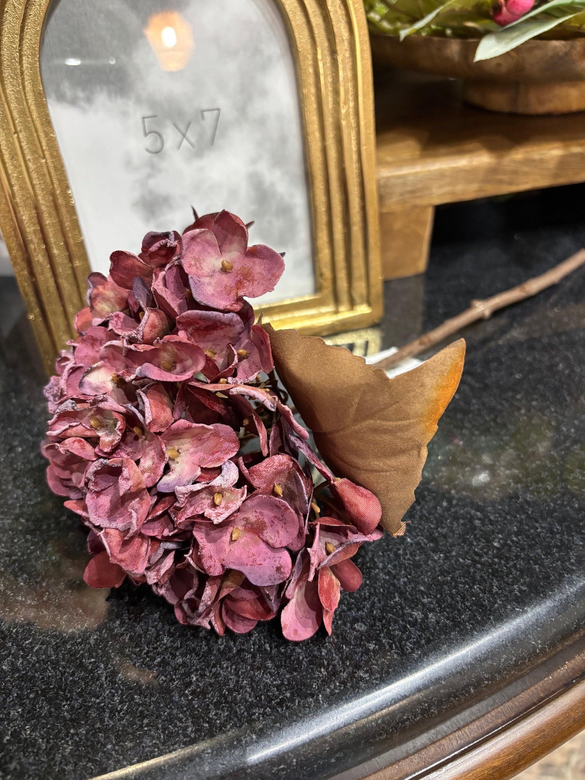 13" Dried look hydrangea pick