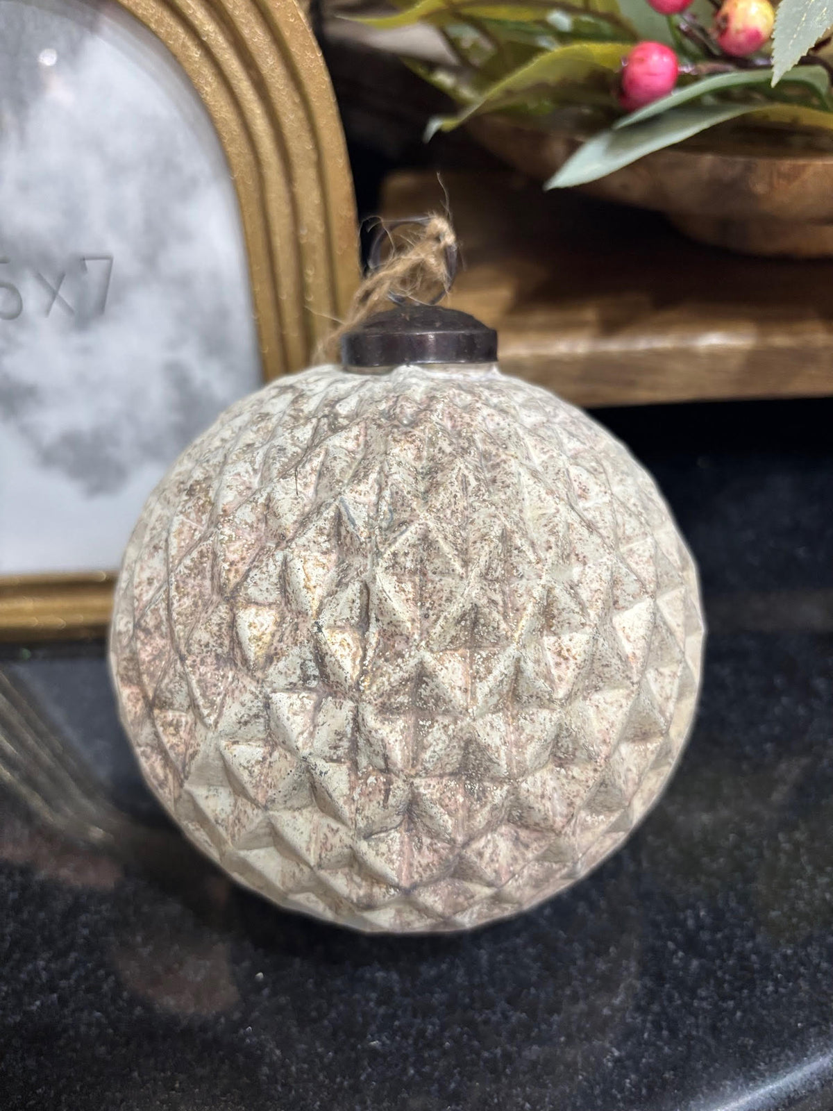 5" diamond cut ball ornament