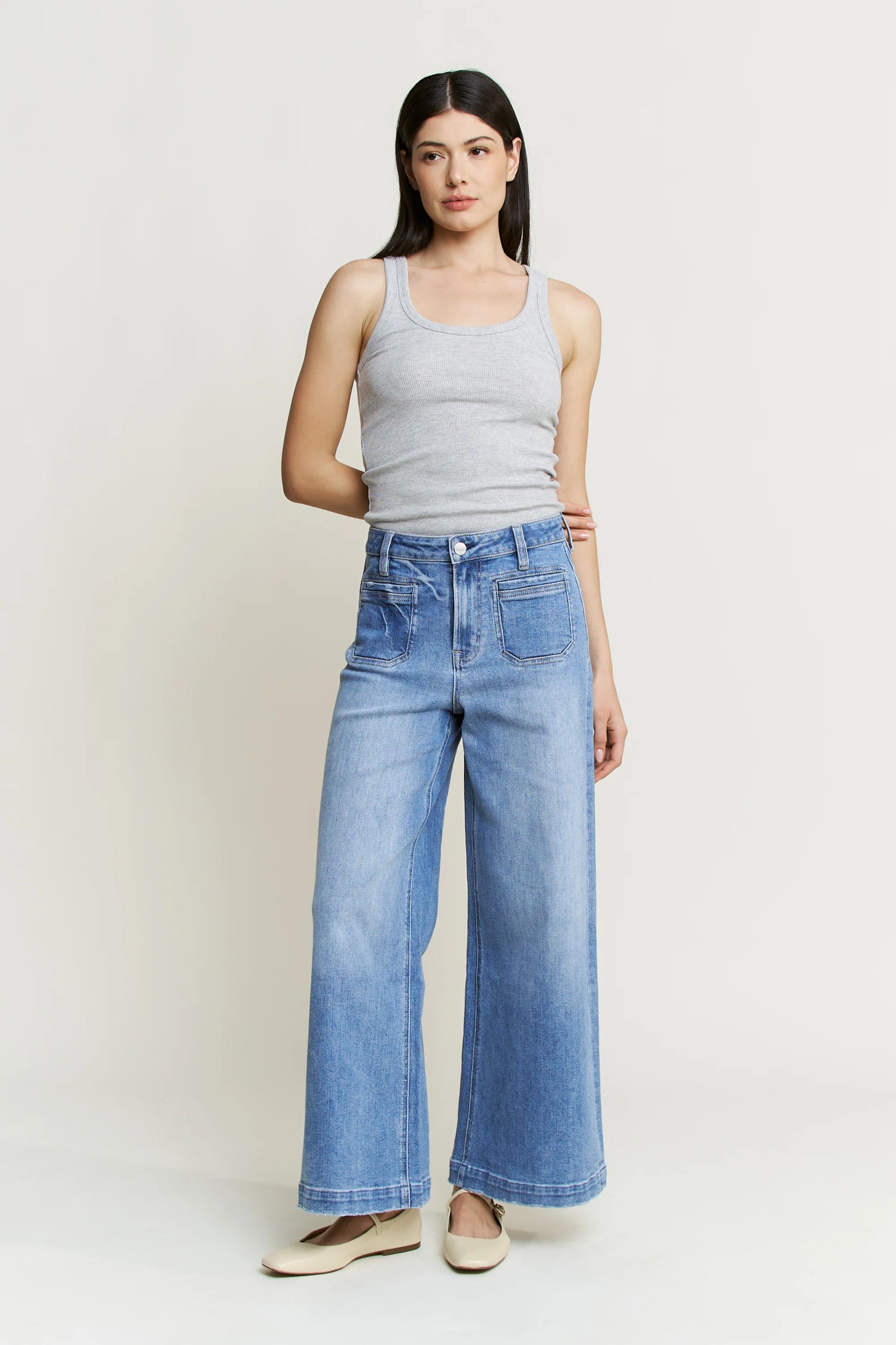 Mica High Rise Ankle Wide Leg Jeans