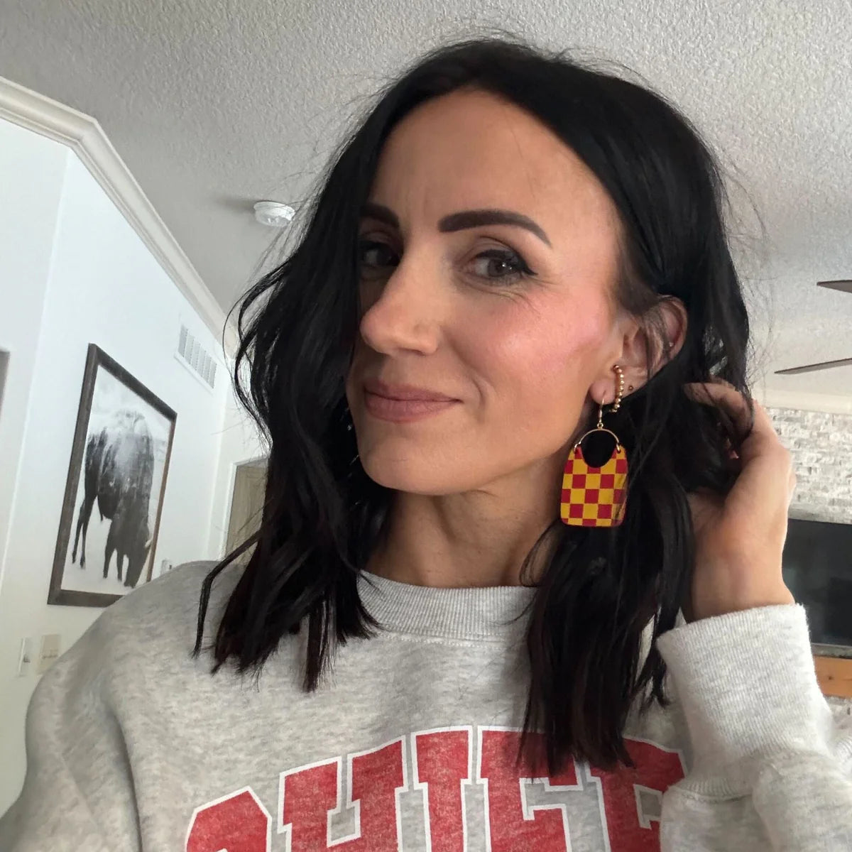 ISU and Iowa Checkmate Charlie earrings