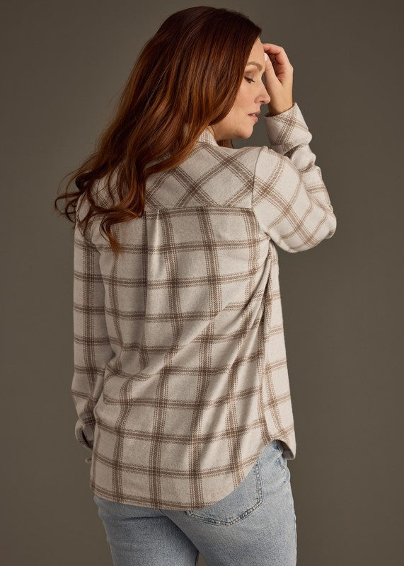 Plaid Button Up Tan Shirt