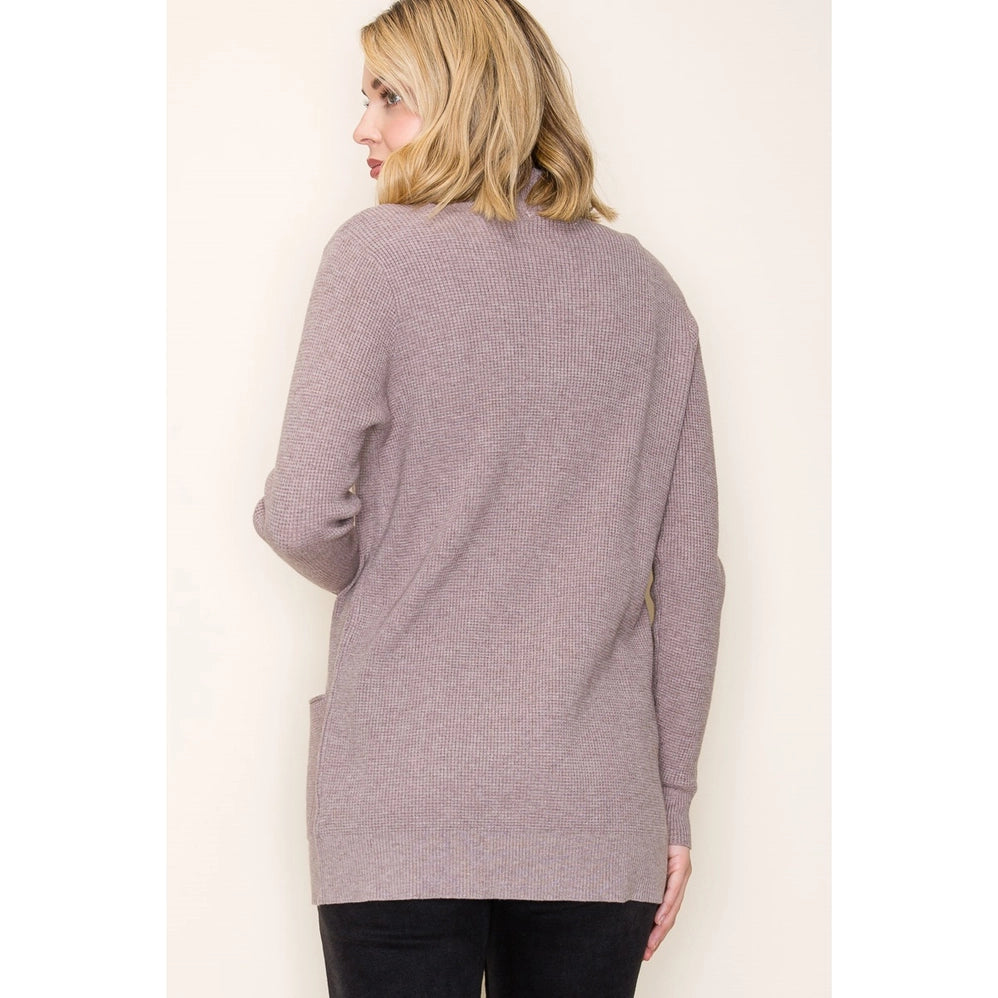 Open front Long Sleeve Waffle Cardigan