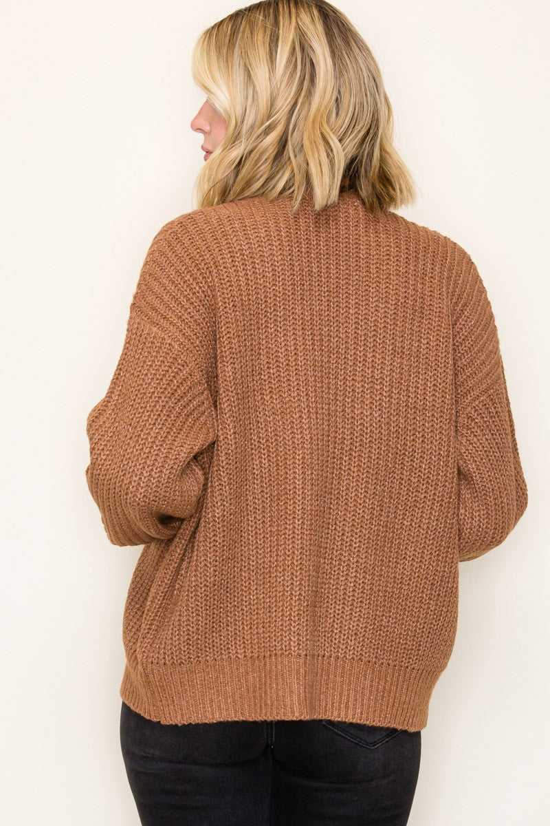 Solid Chunky Sweater Cardigan