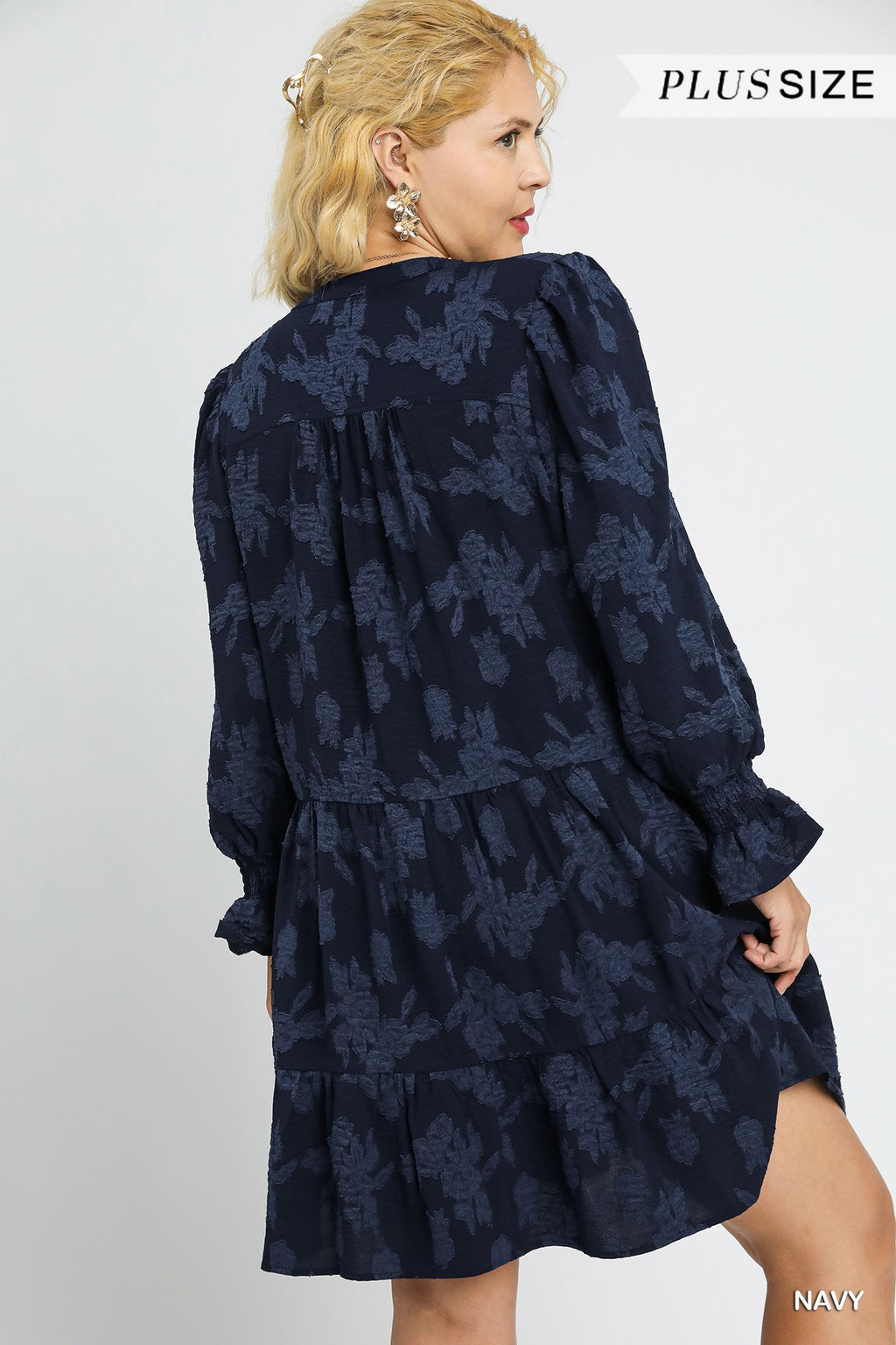 Curvy Jacquard Tiered Babydoll Dress