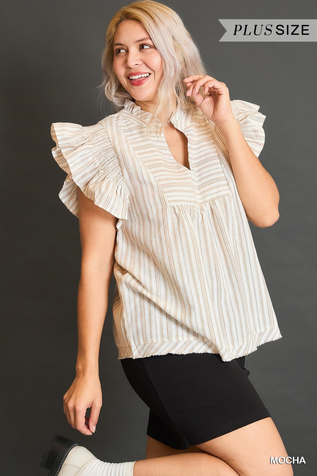 Curvy Striped Babydoll Top