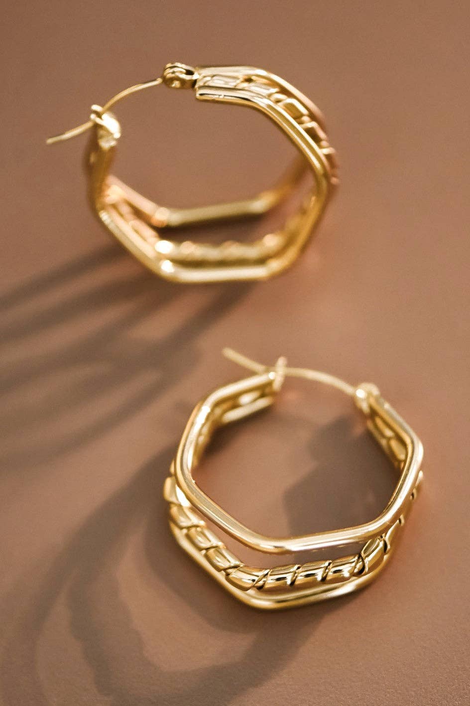 18K Gold Plated Waterproof Stainless Steel Hoop Earrings