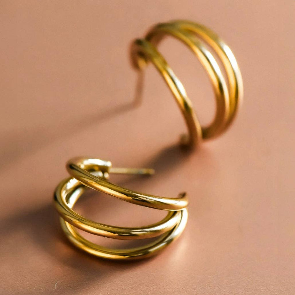 18K Gold Plated Waterproof Stainless Steel Hoop Earrings