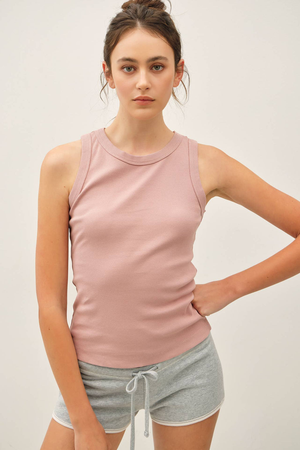 COTTON GARMENT DYED ROUND NECK TANK