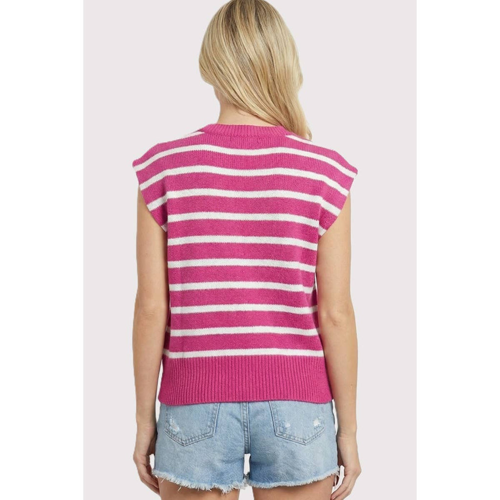 STRIPED RIB BANDED SWEATER