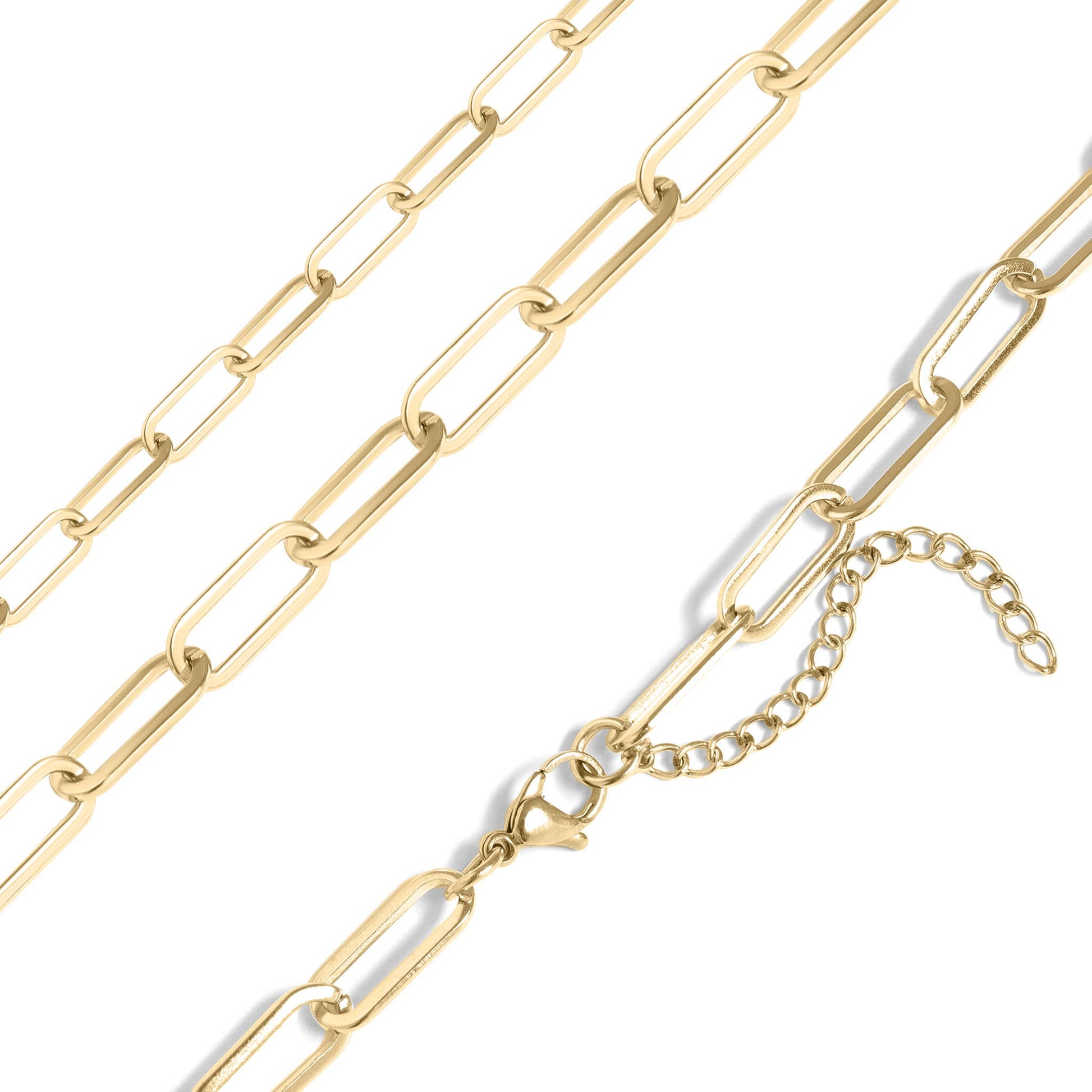 18K Gold Paperclip Chain Necklace: 16+02" / 4mm